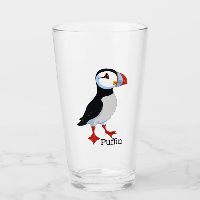 Puffin Design Drinking Glass