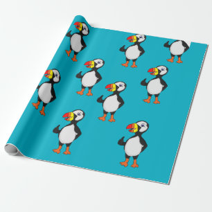 Puffin design wrapping paper