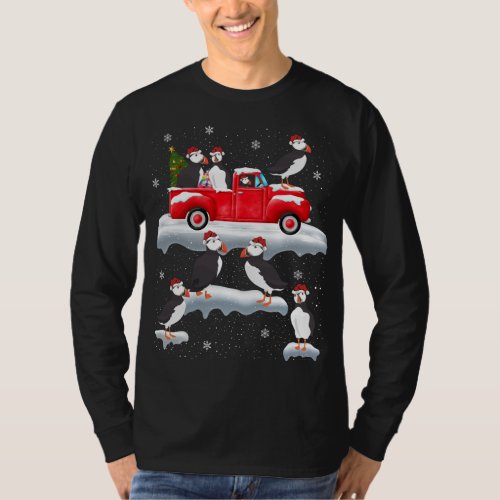 Puffin Driving Christmas Tree Red Truck Puffin Chr T_Shirt