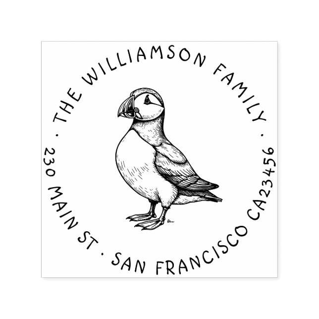 Puffin Family Return Address Stamp (Design)