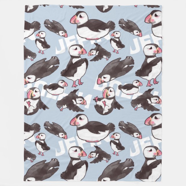 Puffin Fleece Large Blanket (Front)