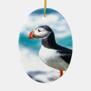 Puffin Fratercula arctica at Látrabjarg, Iceland. Ceramic Ornament