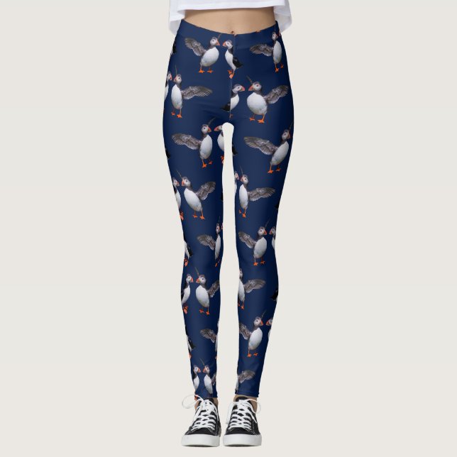 Puffin Frenzy Leggings (Navy) (Front)
