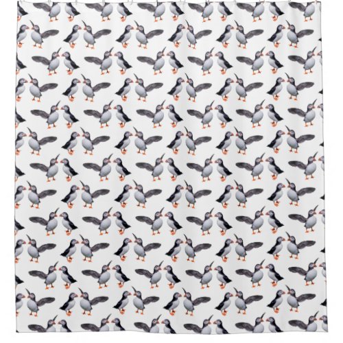 Puffin Frenzy Shower Curtain Choose your colour