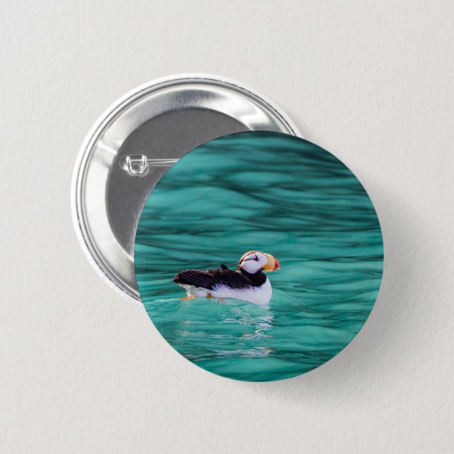 Puffin In Resurrection Bay, Alaska Button (Front & Back)