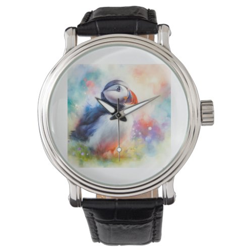 Puffin in Watercolor AREF569 _ Watercolor Watch