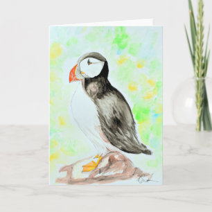 Puffin Ink and Watercolour Painting Card