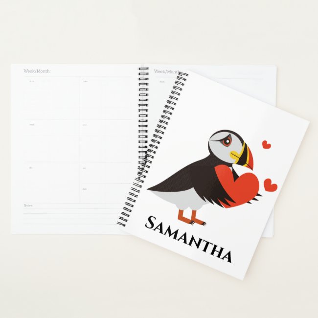 Puffin Love Red Hearts Design Planner