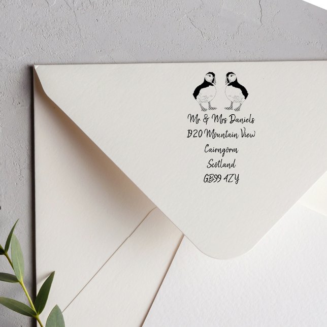 Puffin Mr & Mrs Return Address Rubber Stamp (Creator Uploaded)
