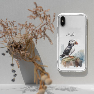 Puffin on a Rock Watercolor, custom iPhone 11 Case