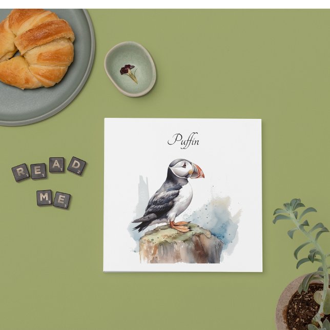 Puffin on a Rock Watercolor, custom Napkins (Creator Uploaded)