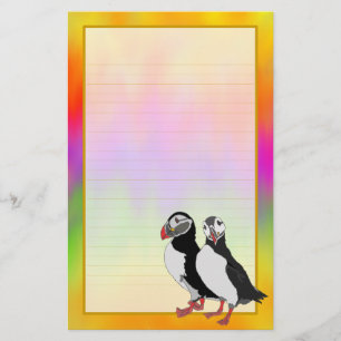 Puffin Pair Colorful Aurora Fine Lined Stationery