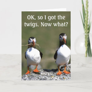 Puffin Pair 'got the twigs' Birthday Card