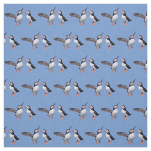 Puffin Pals Fabric (Light Blue)