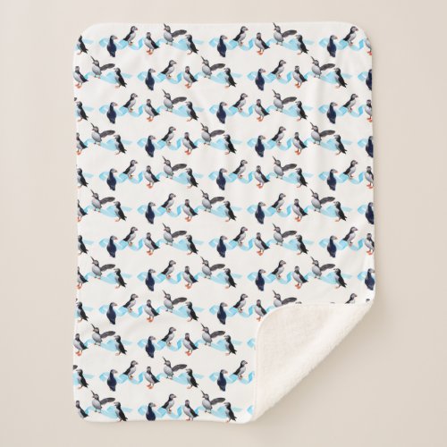 Puffin Party Sherpa Blanket choose colour