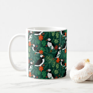 Puffin Pattern Lush Green Coffee Mug