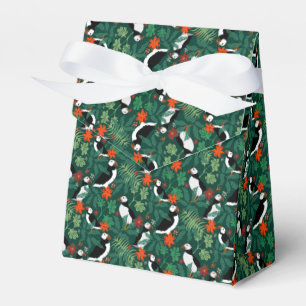 Puffin Pattern Lush Green Favor Boxes