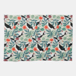 Puffin Pattern Warm Beige Kitchen Towel