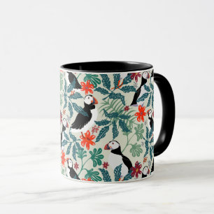 Puffin Pattern Warm Beige Mug