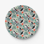 Puffin Pattern Warm Beige Paper Plates