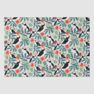 Puffin Pattern Warm Beige Tissue Paper