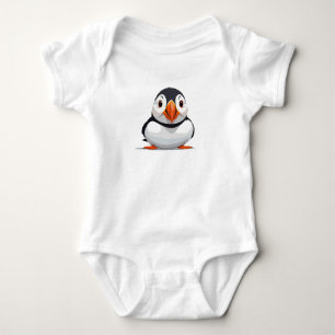 Puffin Peeking Cute Adorable Funny Animal Cartoon Baby Bodysuit