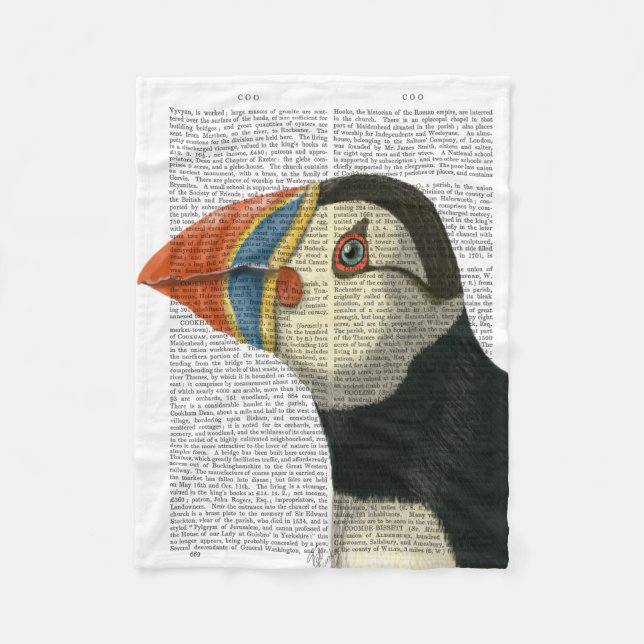 Puffin Portrait Fleece Blanket (Front)