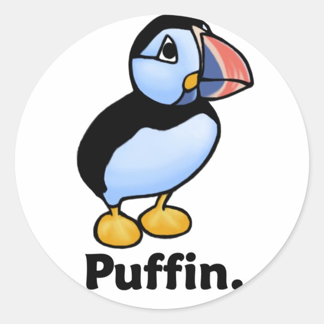 Puffin Puffin. Classic Round Sticker (Front)