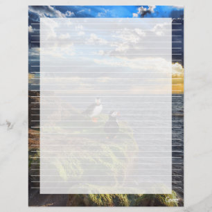 Puffin Rock Lined -  8.5" x 11" Stationery Sheet