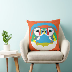 Puffin Rocks Throw Pillow