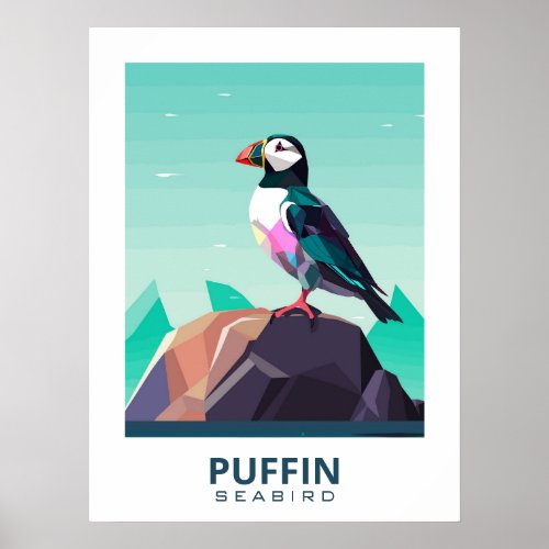 Puffin seabird Artwork for Nature Enthusiasts Poster