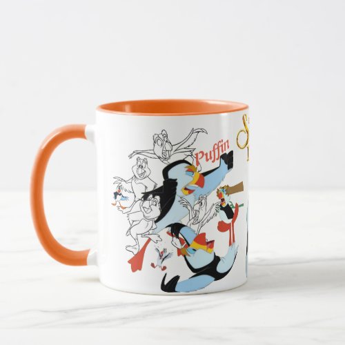 Puffin Sketch Mug with Colored RimHandle
