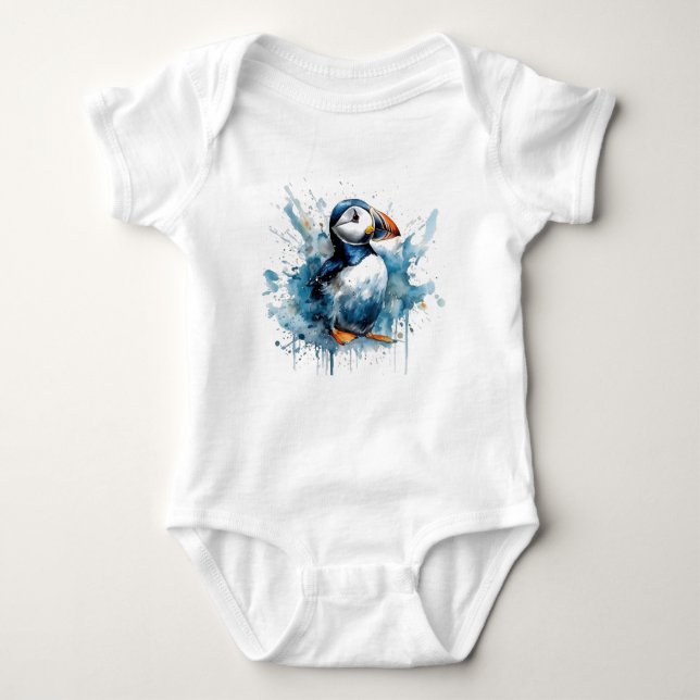 Puffin Splash Baby Bodysuit (Front)