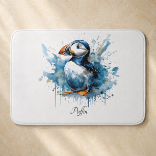 Puffin Splash, custom Bath Mat