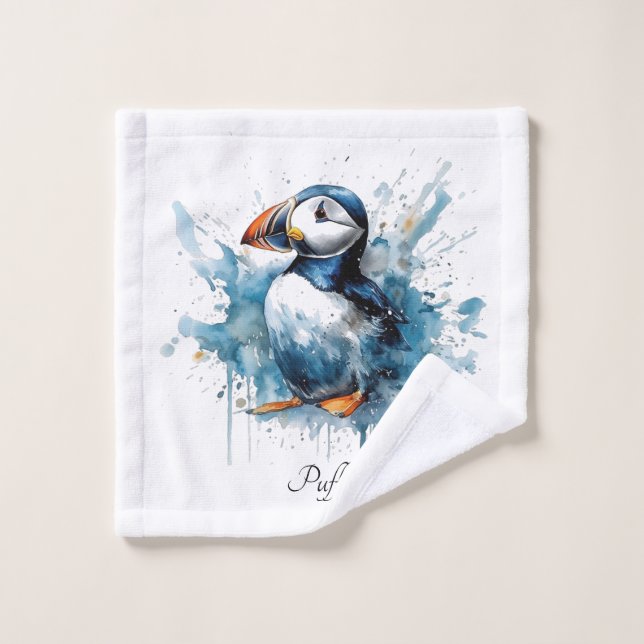 Puffin Splash, custom Bath Towel Set (Wash Cloth)