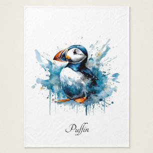 Puffin Splash, custom Fleece Blanket
