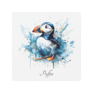 Puffin Splash, custom Metal Print