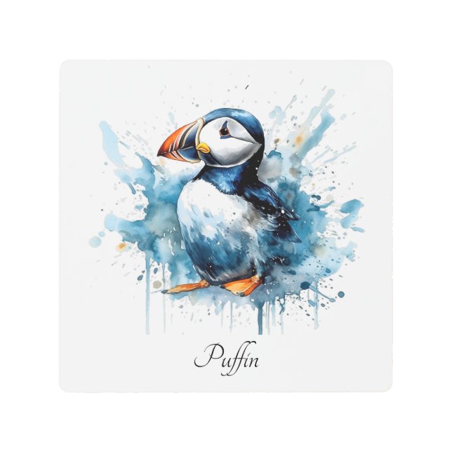 Puffin Splash, custom Metal Print (Front)