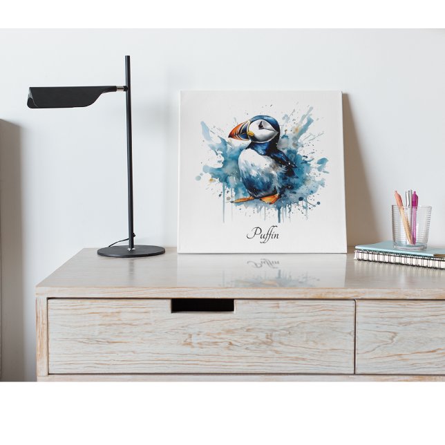 Puffin Splash, custom Metal Print (Creator Uploaded)