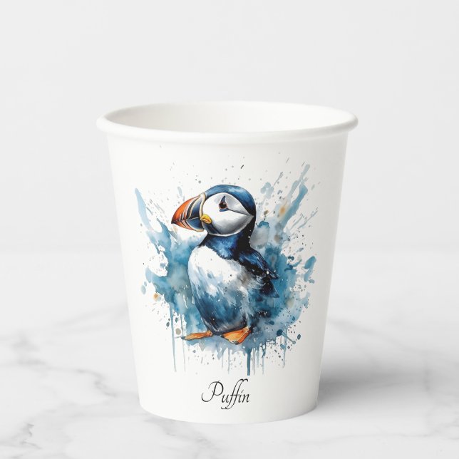 Puffin Splash, custom  Paper Cups (Front)