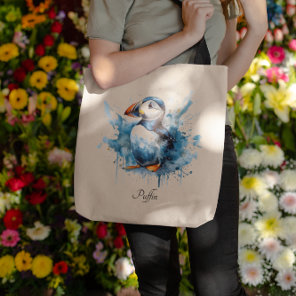 Puffin Splash, custom Tote Bag