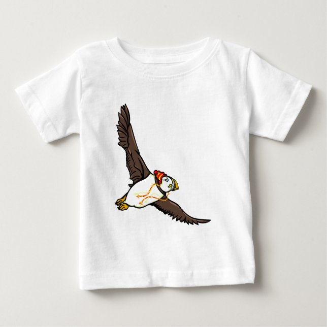 Puffin Wearing A Hat A Knitted Hat Baby T-Shirt (Front)