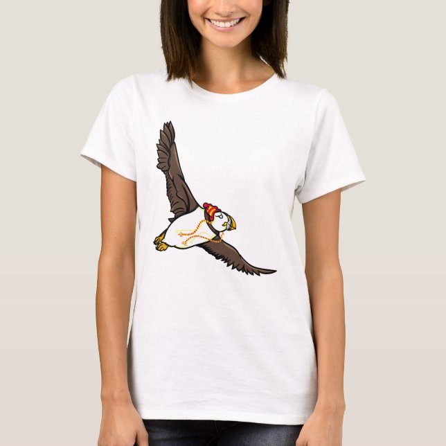 Puffin Wearing A Hat A Knitted Hat T-Shirt (Front)