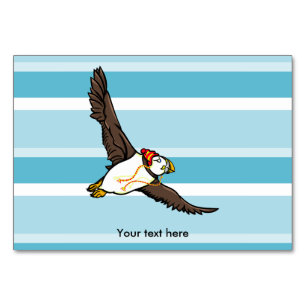 Puffin Wearing A Hat A Knitted Hat Table Number