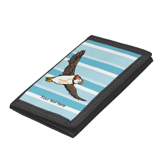 Puffin Wearing A Hat A Knitted Hat Tri-fold Wallet (Bottom)