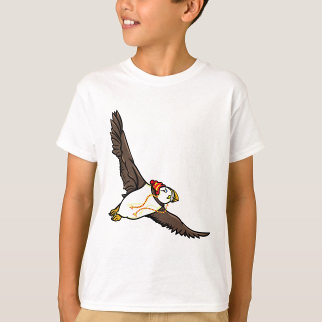 Puffin Wearing A wooly winter hat T-Shirt (Front)
