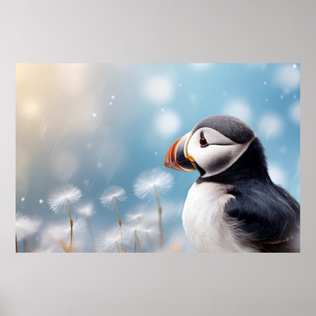Puffin Wild Bird Animal Tranquil Peaceful  Poster (Front)