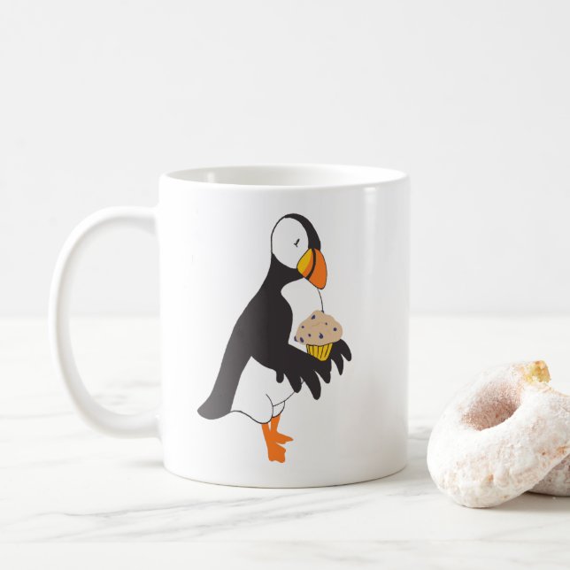 Puffin with a Muffin Coffee Mug (With Donut)
