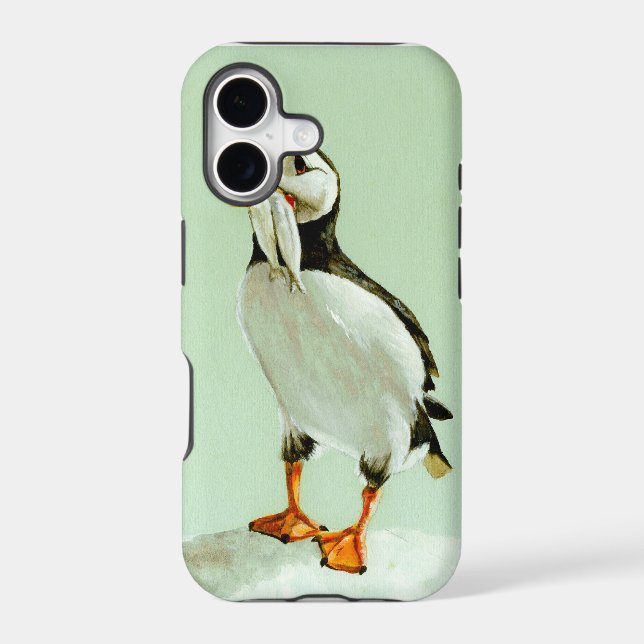 Puffin with Fish Iphone Case (Back)
