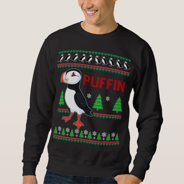 Puffin Xmas Ugly Sweater Puffins Lover Funny Cute (Front)